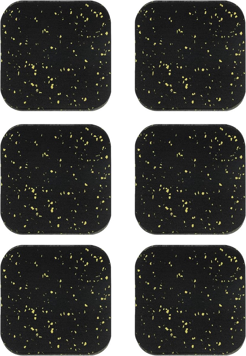 Treadmill Mat - 6 Pcs Training Equipment - Geluiddemping voor Vloer Bescherming - Wasmachine Pads - Anti-Vibratie Rubber Matten voor Fiets - Zwart/Geel