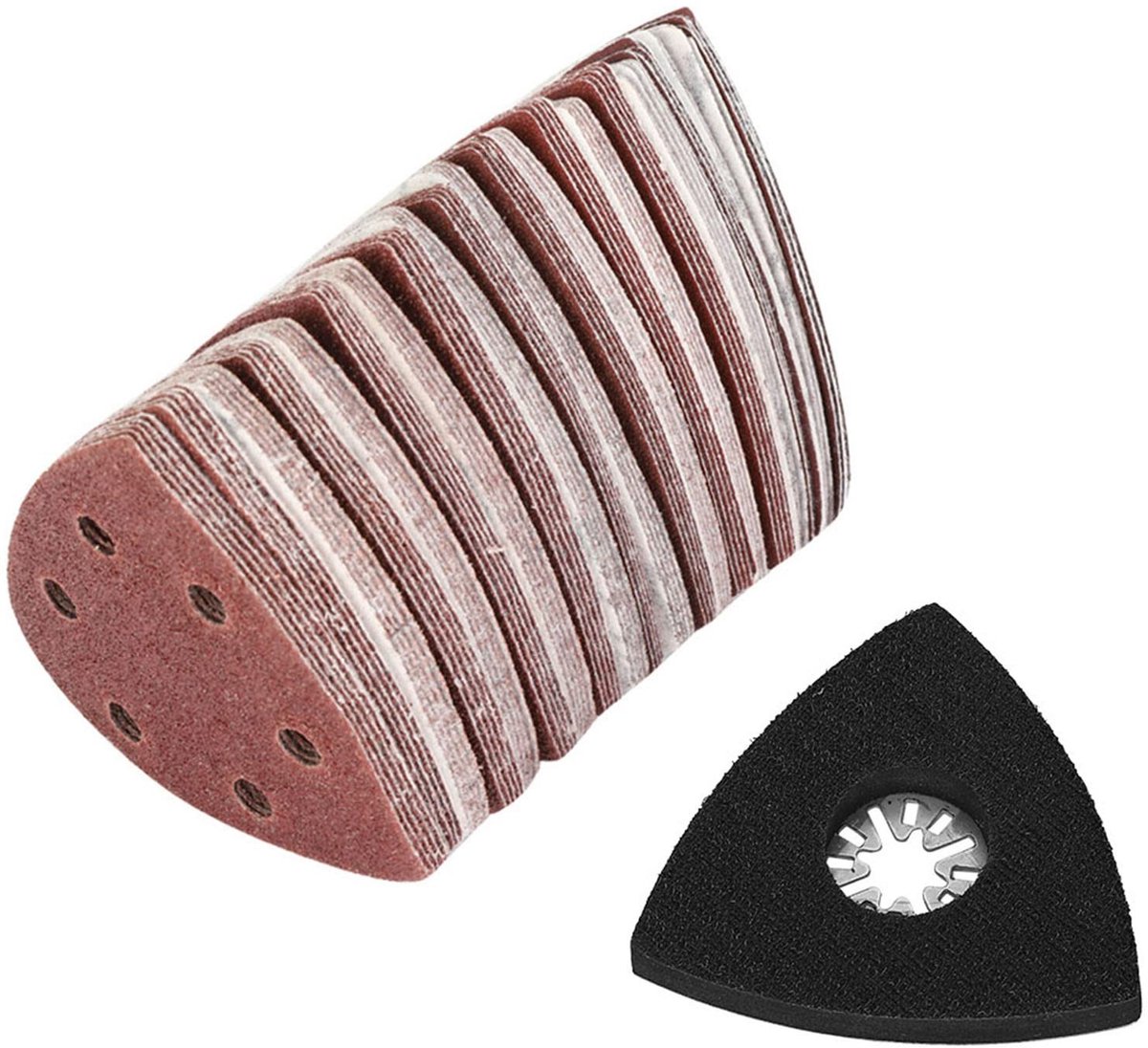 ONF3 - Schuurset - Schuurpapier - Voor multitool - 101 stuks - Inclusief driehoekig schuurpad - Geschikt voor metaal - 80 mm