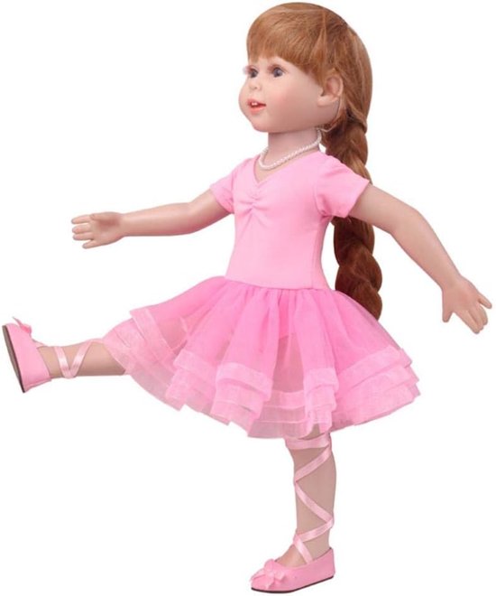 Poppenkleding Balletjurk - Lace Outfit - Poppen Aankleden - Speciaal Ontworpen - 45 cm Pop - Roze — afbeelding 2