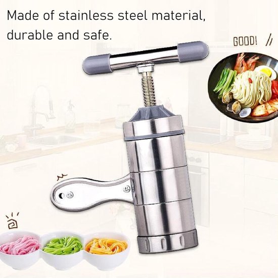 By shayne - Noedelmaker - Handheld Pastamaker - Multifunctioneel Gebruik - Roestvrijstaal - Pastapersmaker Om Te Koken - Instelbare Dikte - Geschikt . van by-shayne — afbeelding 2