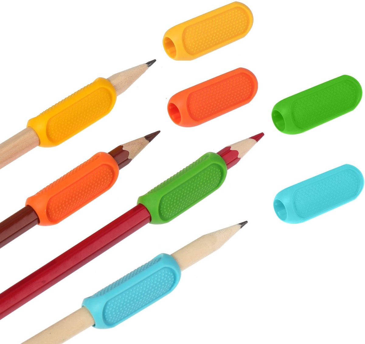VT Goods - Siliconen potloodgrepen - Ergonomische schrijfhulp - Universeel - Geschikt voor kinderen - 8 stuks - Zacht en comfortabel