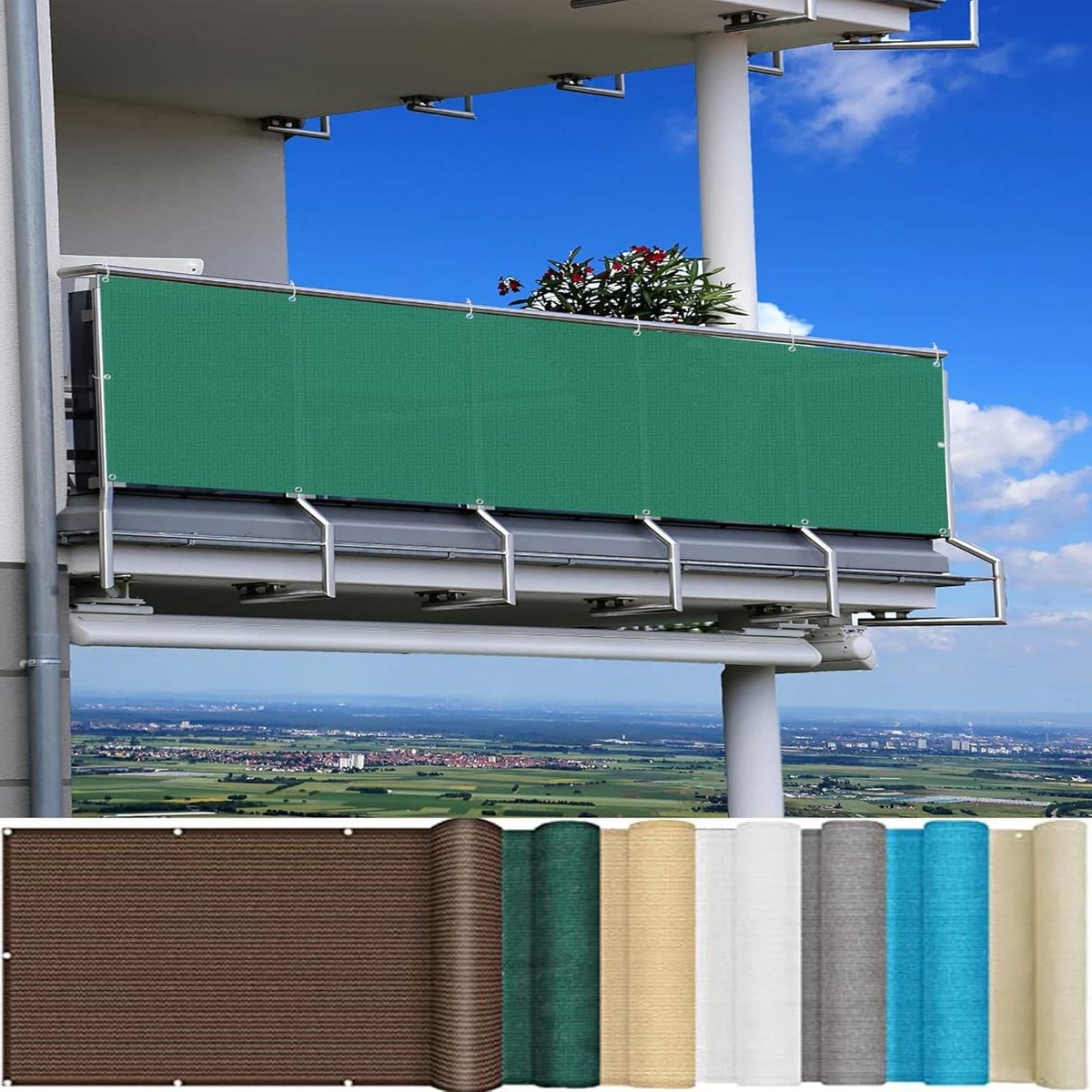 Balkonafdekking - Inkijkbescherming - Privacy creëren - Ademend materiaal - 125 x 200 cm - Donkergroen