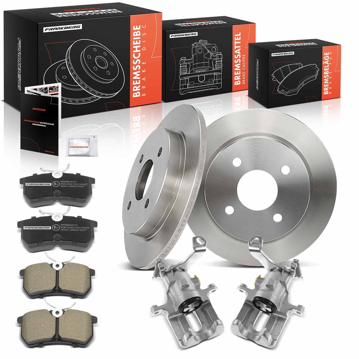Frankberg 2x Remklauw+2x Remmen+4x Remblokken Achter voor FORD