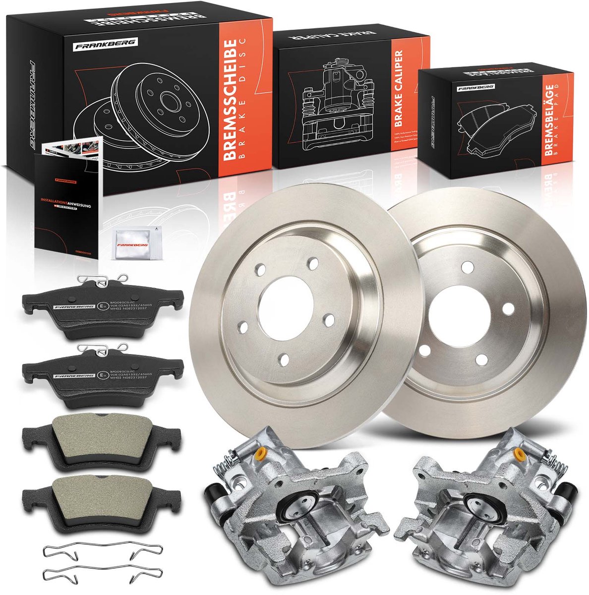 Frankberg 2x Remklauw+2x Remmen+4x Remblokken Achter voor Mazda 5 CR