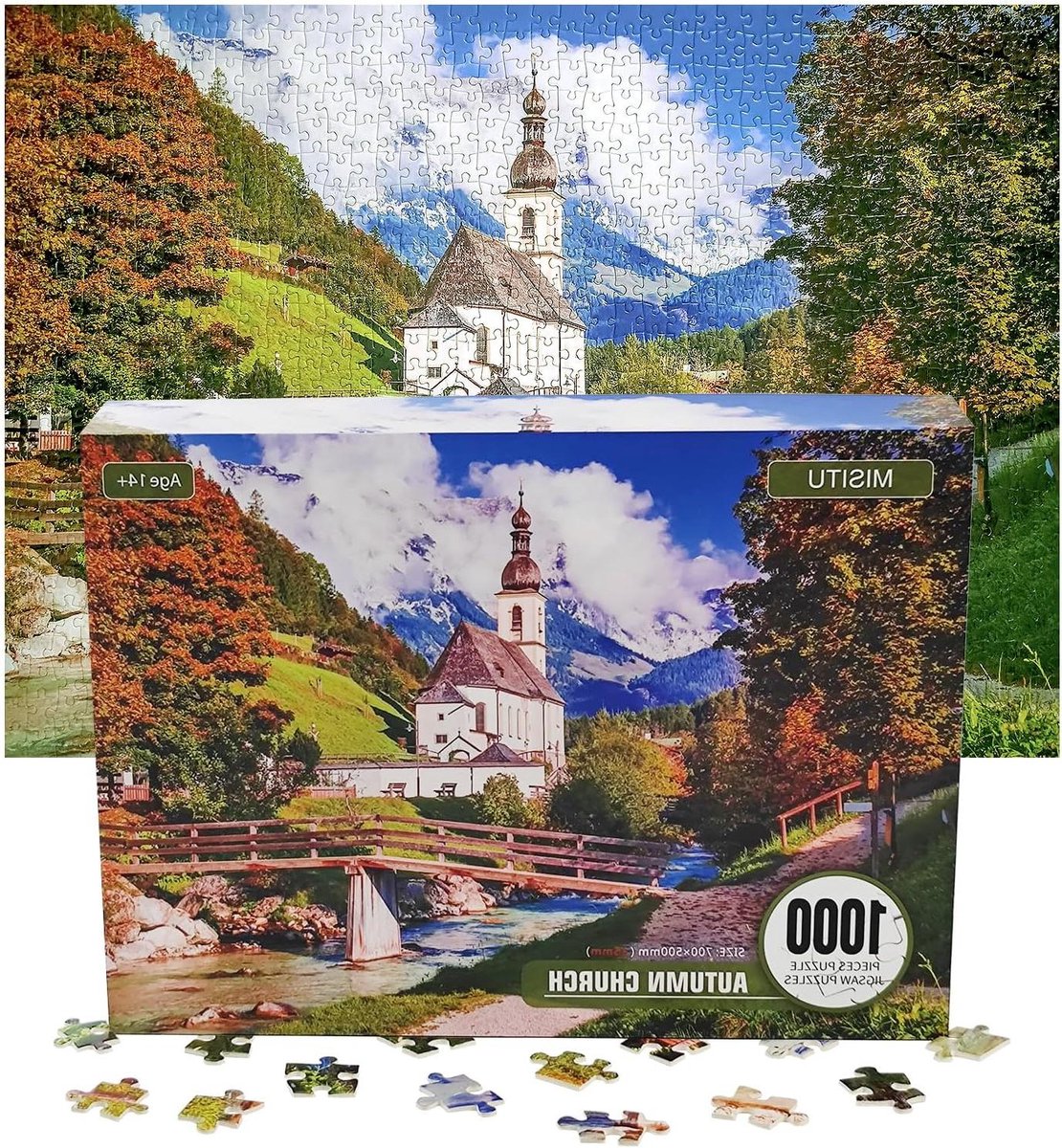 Legpuzzel 1000 stukjes - Volwassen puzzel - Ontspannen tijdverdrijf - Gedetailleerd herfsttafereel - 70 x 50 cm - Multicolor
