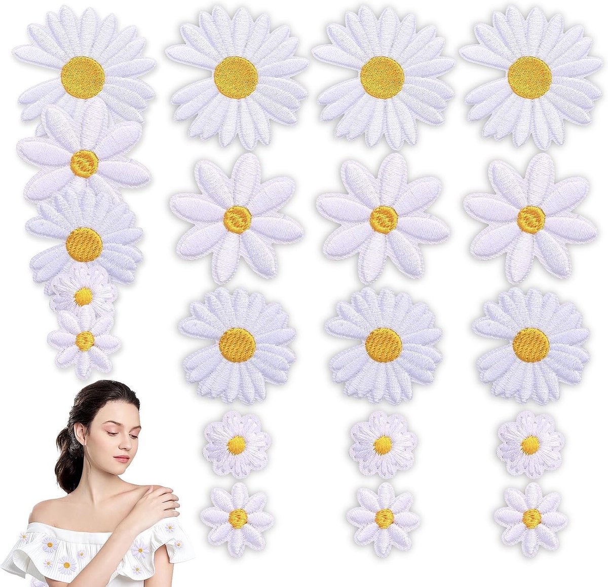 Set van 35 Bloem Patches voor Kleding - Strijkpatches, Velcro Patches en Naai Patches voor Jeans en Jassen