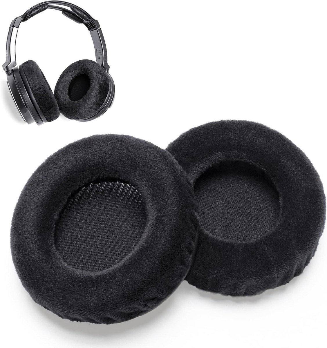 Oorkussens Vervanging - Hoofdtelefoon Kussens - Langdurig Luistercomfort - Traagschuim Vulling - 90mm Diameter - Zwart