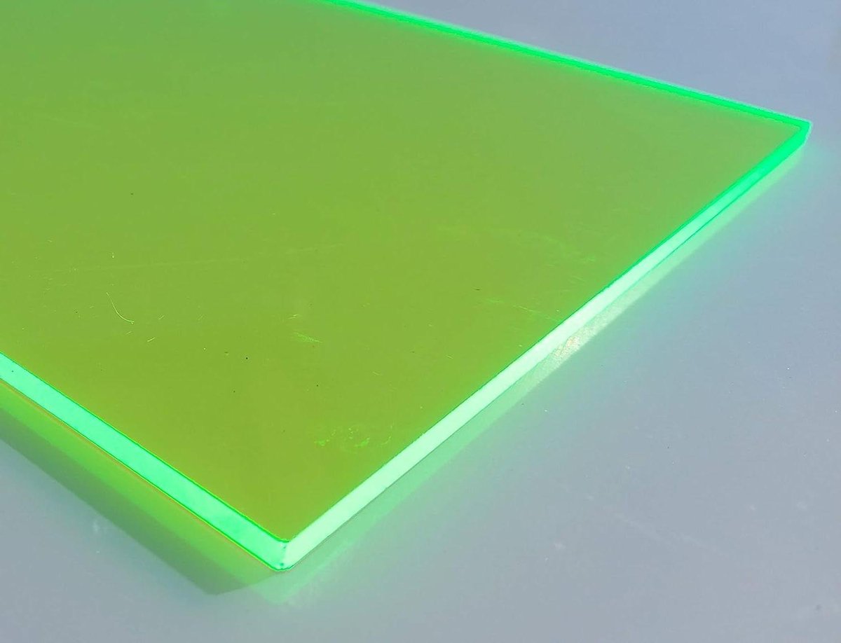 Acrylglas Plaat - Kunststof Paneel - Decoratief Gebruik - UV-licht Conversie - 100x50x0.5 cm - Fluorescerend Groen