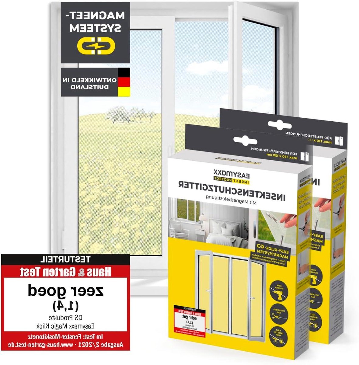 Horren Raam - Insectenwering Raam - Insecten Buiten Houden - Magnetische Bevestiging - 110x130cm 2 Stuks - Wit