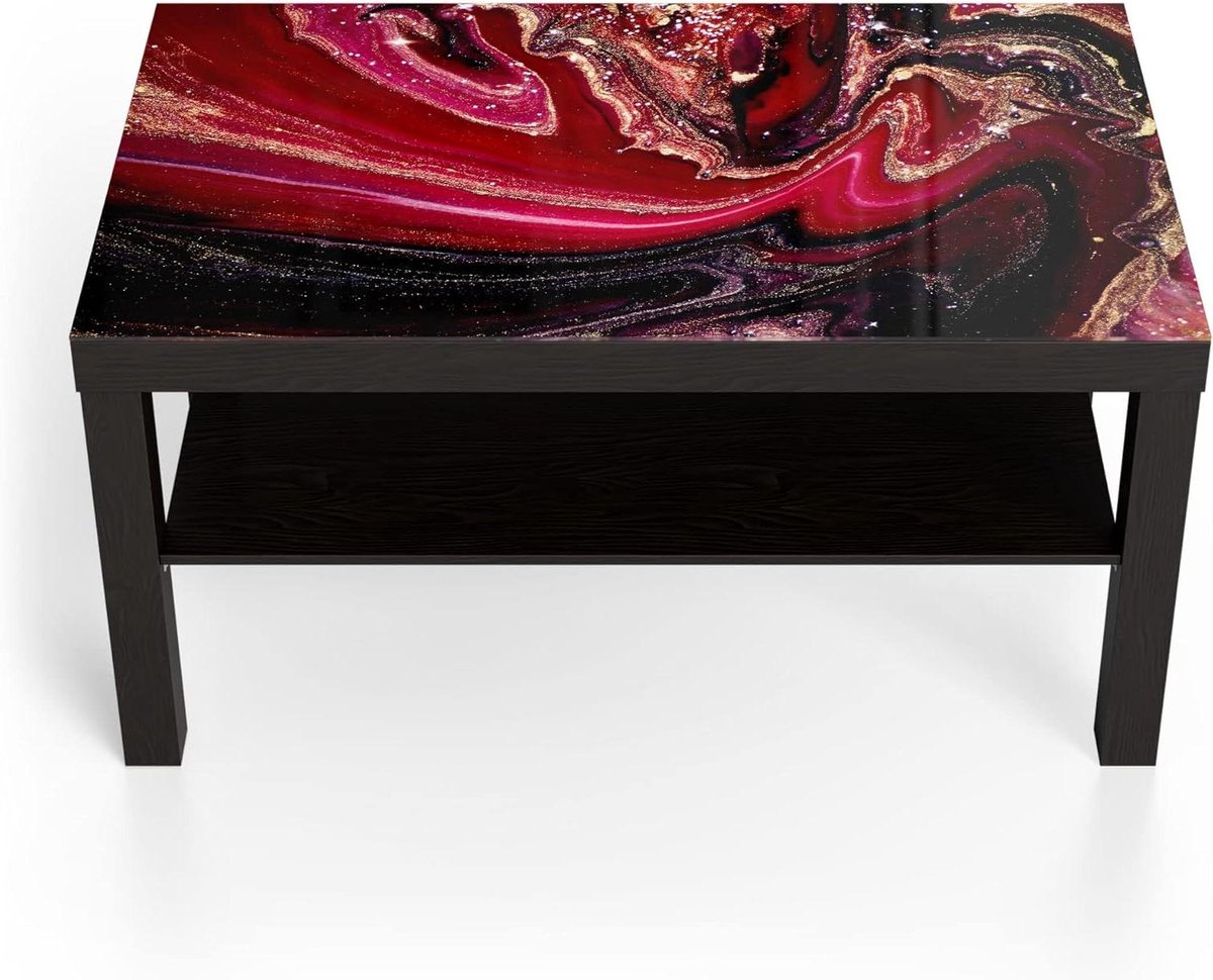 Glazen bijzettafel - Salontafel modern - Woonkamer inrichten - 3D diepte effect - 90x55 cm - Marble Lava