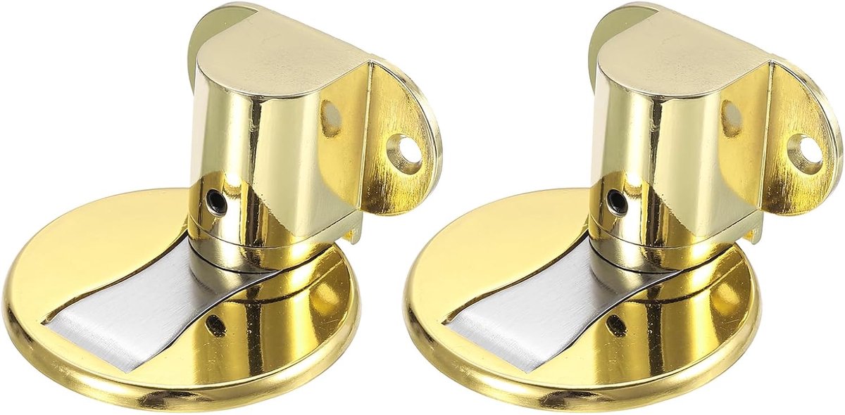 Invisible Magnet Door Stops - 2 Pack - No Drilling - Adjustable Floor Mount - Door Stop Holder met Adhesive en Screw Fastener voor Thuis - Kantoor - Slaapkamer - Houd Deur Open - Helder Goud