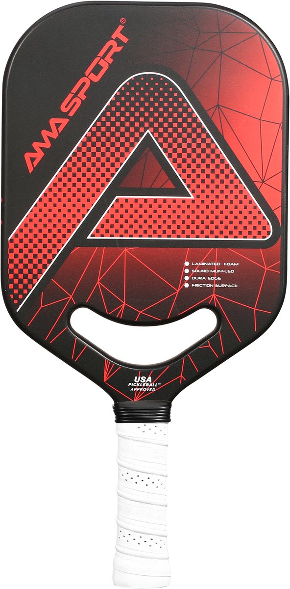 Pickleball Paddle PP001-C1R Rood/Zwart – Graphite Surface – 20 mm Kern – Aero-DuraEdge & CX Forged Handle – AMA Sport