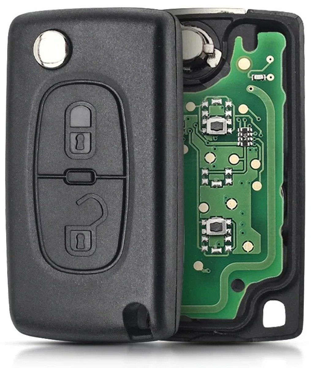 XEOD 2 knops klapsleutel geschikt voor Citroen & Peugeot - ID46 - 433MHZ - ASK - HU83 - Complete sleutel - Met electronica - 1 stuks