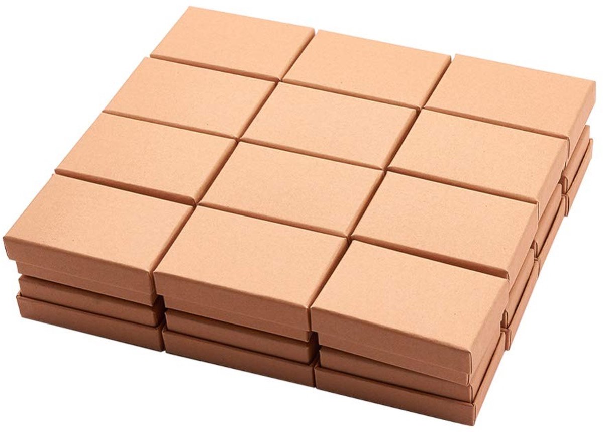 Store_9 - Sieradendoosjes - Kraft Katoen - Perfect voor Geschenken - 8x5x2.5cm - Gevuld met Spons - Voor Ringen en Oorbellen