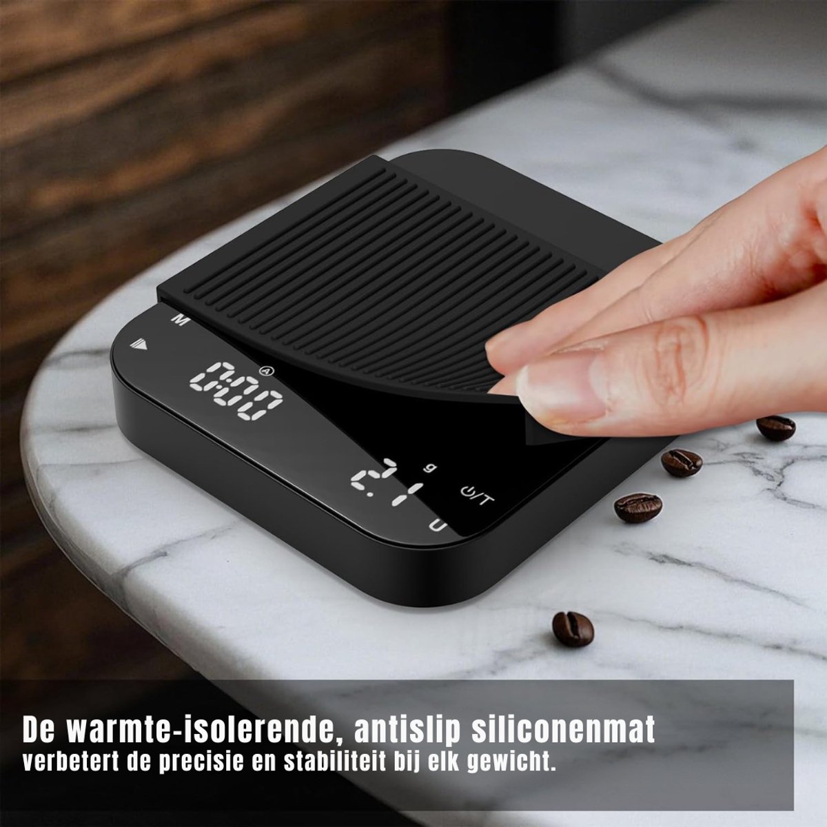 RONN® Koffie Weegschaal - Weegschaal - Scale - Max 3000 Gram - Zwart - 18cm x 18cm x 5cm