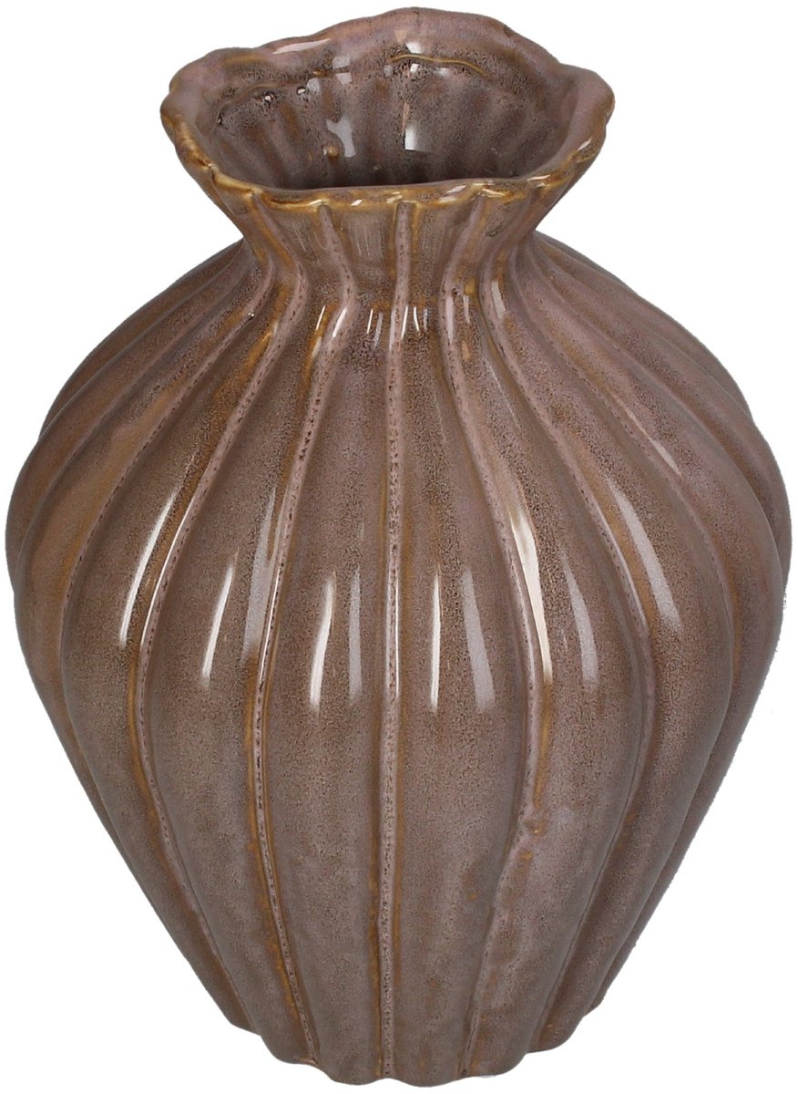 Vaas Roef - Keramiek - Oudroze - 17x22x17 cm (BxHxD) - Decoratieve Bloemvaas