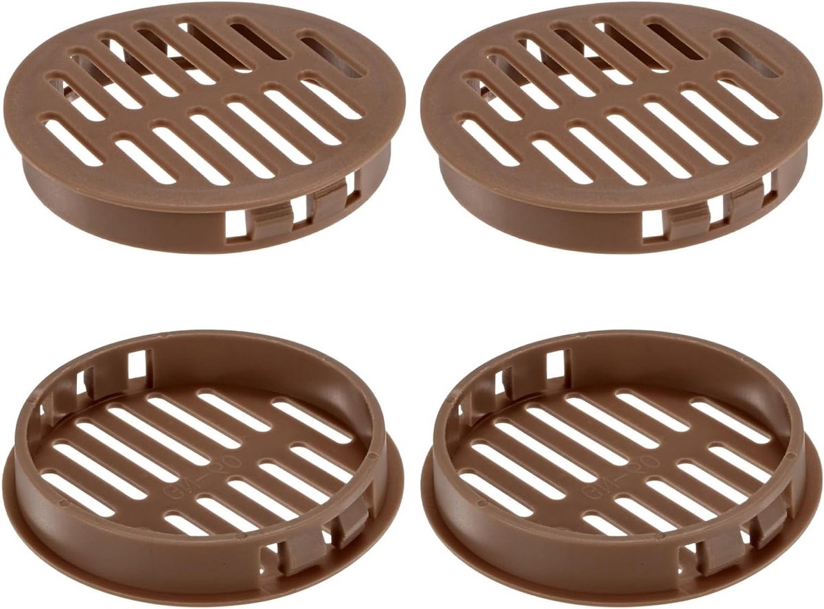 Set van 4 ronde ventilatieopeningen 60 mm - Kunststof ventilatieroosters voor badkamer, ke