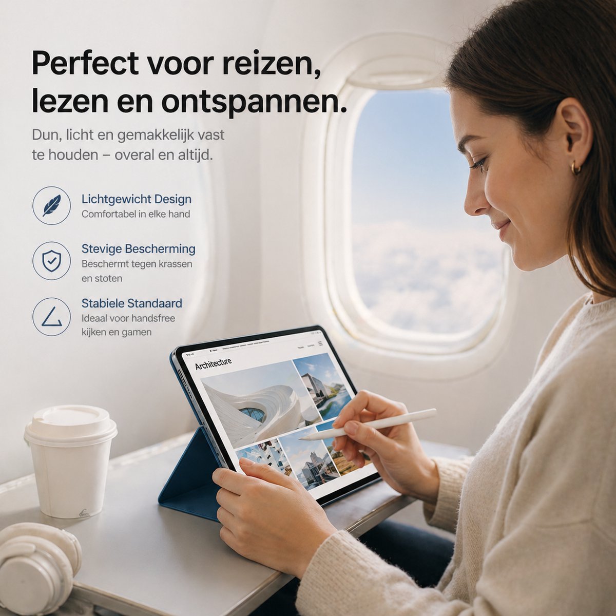 iPad 10.2 inch hoes marineblauw Sounix book-case met standaard, Auto Slaap/Wekt, bescherming 7e-9e gen - Afbeelding 2