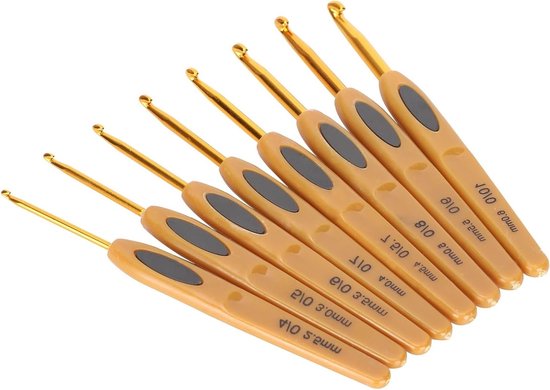 Set van 8 Ergonomische Haaknaalden van Aluminium voor Haken, Breien en DIY Creaties, Perfect voor Beginners en Ervaren Hakers van Merkloos — afbeelding 5