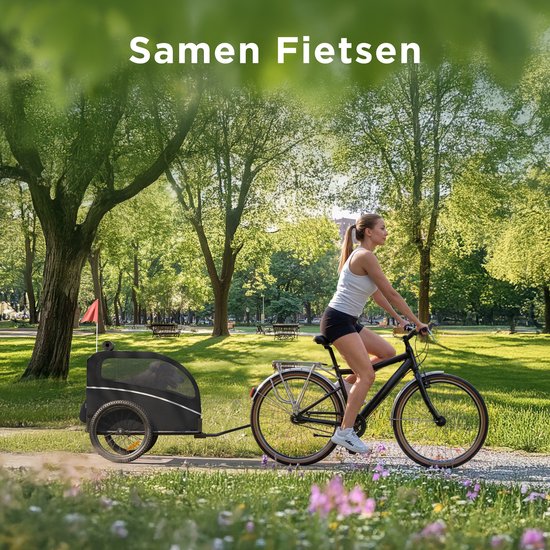 TrevoPet® Hondenfietskar - Opvouwbare Fietskar Hond - Hondenkar - Geschikt voor E-Bikes - Tot 40 kg - Voor Middelgrote & Grote Honden - Zwart