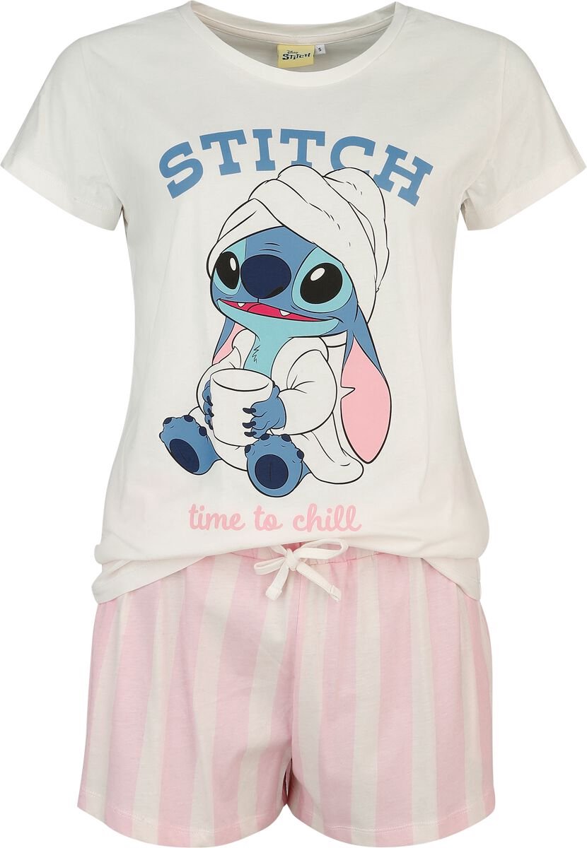 Disney Lilo & Stitch Stitch - Time To Chill Pyjama oud wit-roze Katoen wit;roze