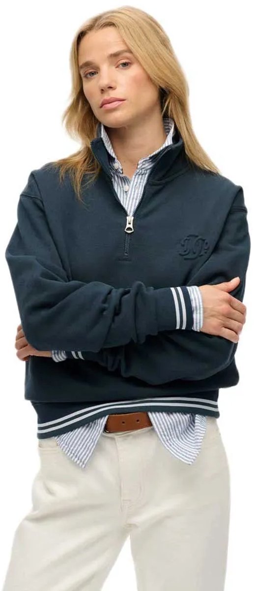 Superdry Country Club Halfhoge Trui met Reliëflogo Dames Truien Marineblauw