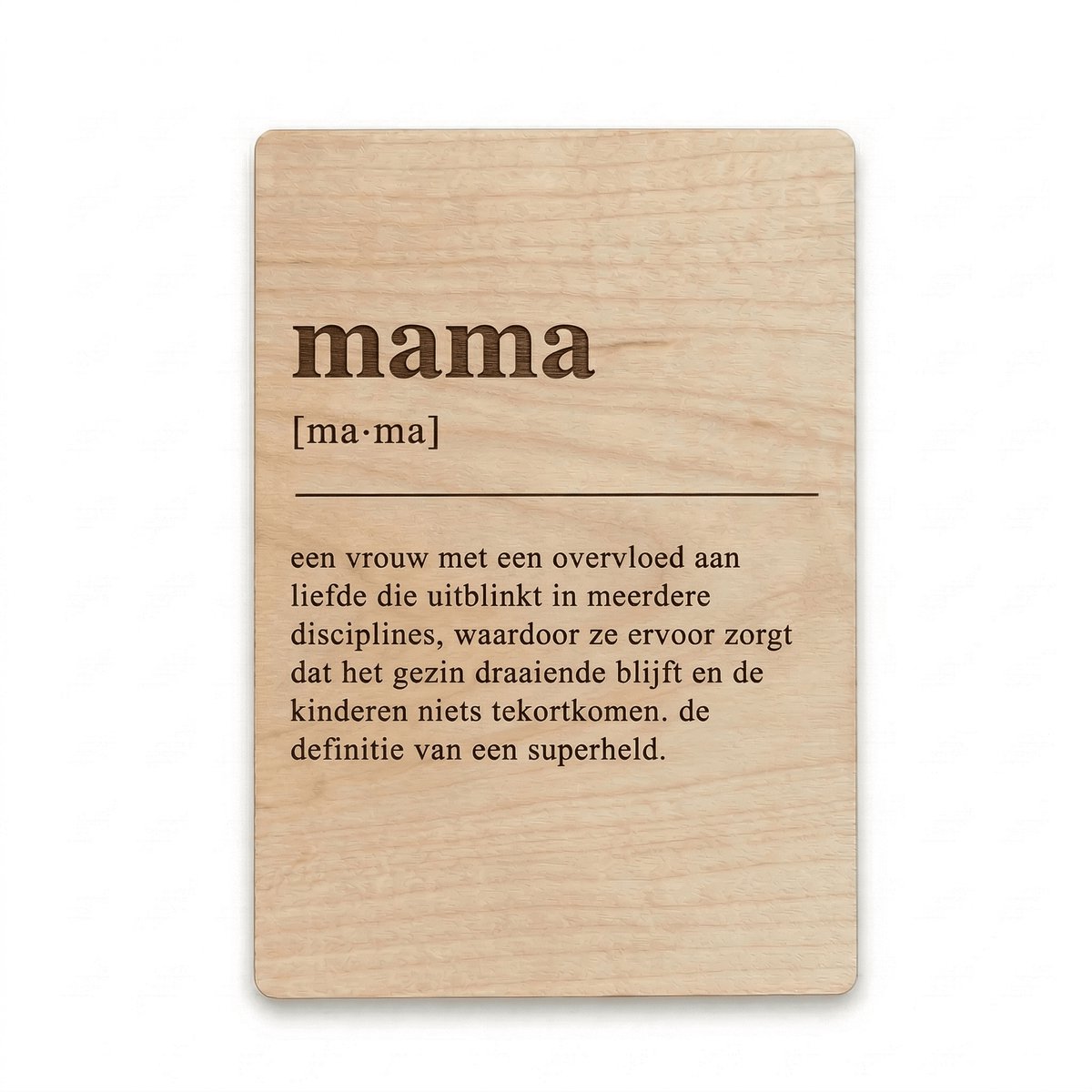 Mikki Joan - Houten bedank kaartje Mama - Cadeau mama - Triplex gelaserd - 14,8 x 10,5 cm