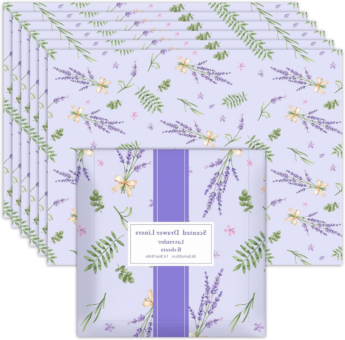 Geurende Papieren voor Lades en Kasten, 6 Geurende Bladeren voor Decoratie en Frisse Geur (Paars-Lavendel)