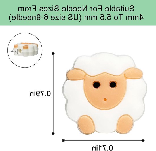 10 Stuks Breinaalden Stopper, Schattige Schapen Brei Accessoires, Bescherming voor 6-9 (4-5.5mm) Naalden, Handwerken en Haakbenodigdheden, Creatieve Brei Ideeën — afbeelding 2
