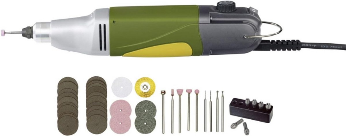 Professioneel multifunctioneel gereedschap, industriële boorschuurmachine IBS/E met inzetgereedschap, 34-delige accessoireset, 5000-20000/min, 230 V, 28481