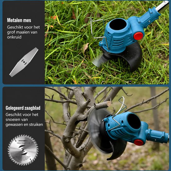 Accu grastrimmer, 21V accu en lader, accu onkruidwacker, 180° trimhoek, telescoopsteel & extra handgreep — afbeelding 3