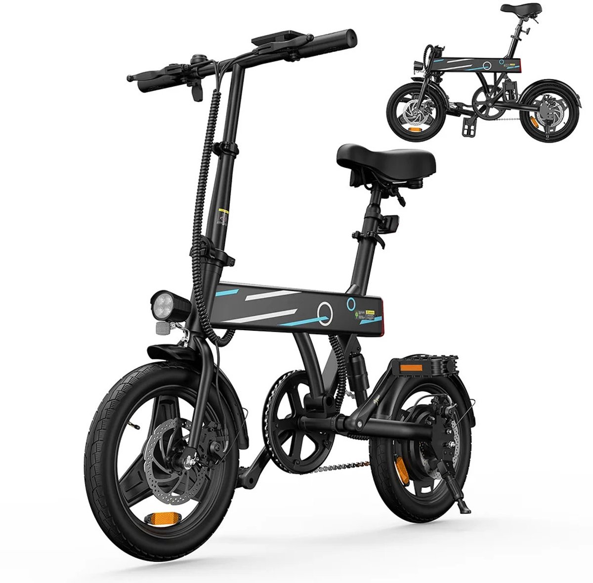 LUMÈ STORE Elektrische Fiets Opvouwbaar – E-bike Volwassenen- Fatbike - Inklapbaar - 36V 7,8Ah - Compact - 14 Inch - 25KM - Zwart