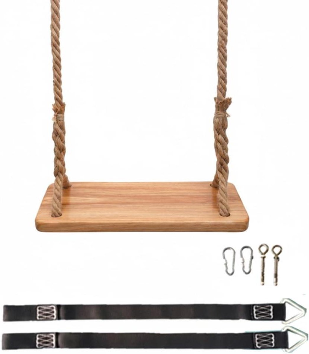 Trapeze schommel - Houten schommel - Buiten spelen - Hoge gewichtscapaciteit - 40x16 cm - Houtkleur