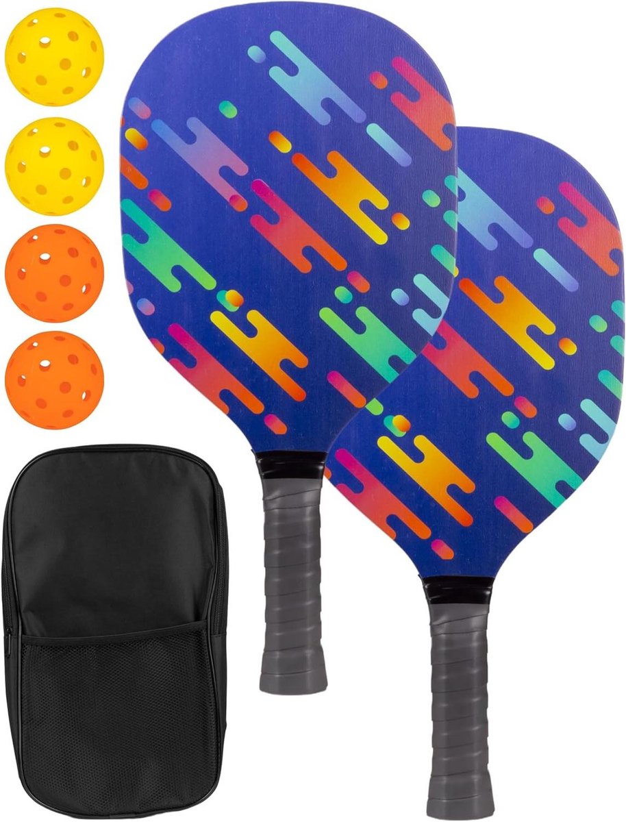 Pickleball Set - Sport Set - Buiten Spelen - Populierenhouten Rackets - 2 Rackets 4 Ballen - Niet gespecificeerd