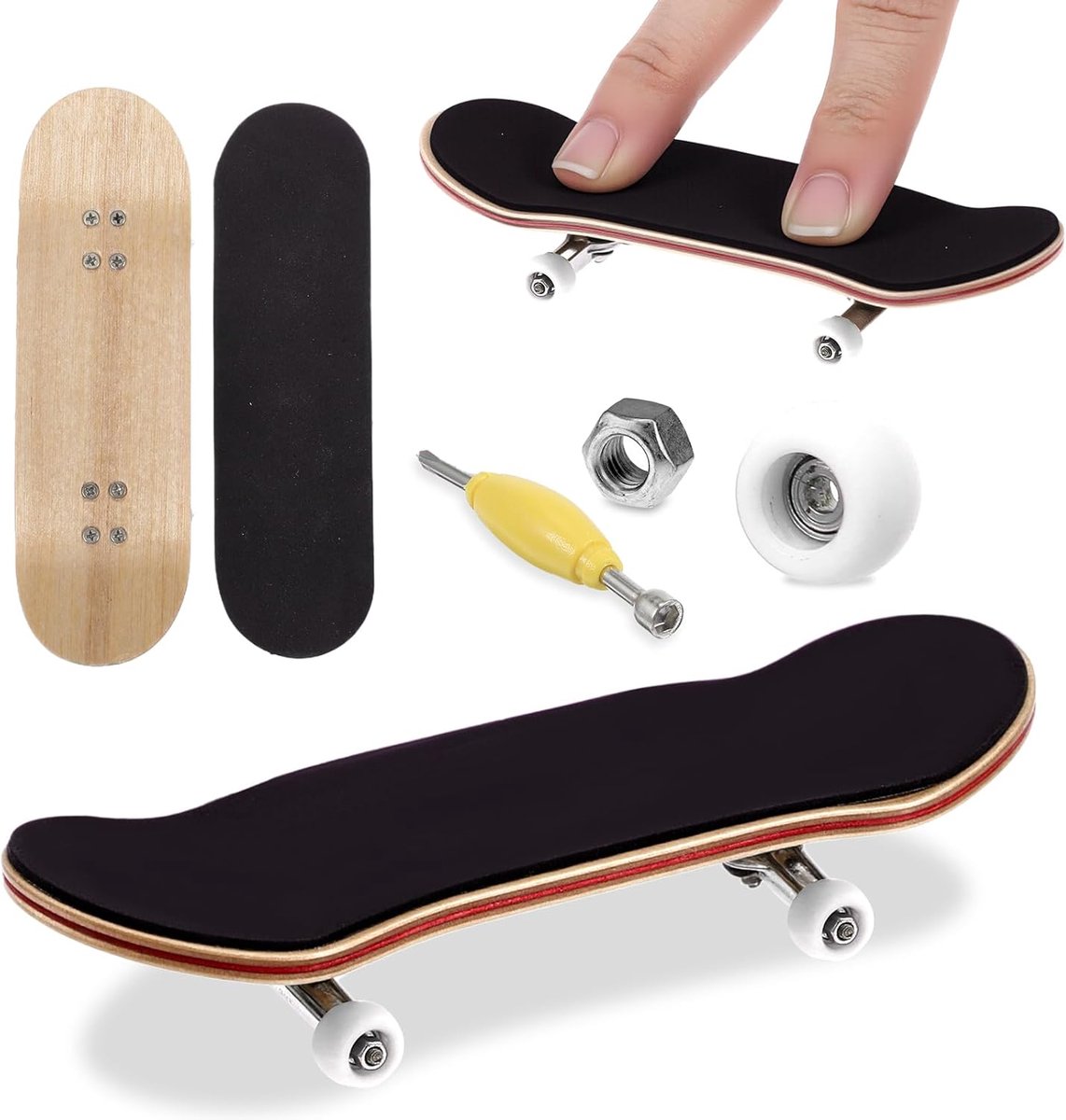 Vinger Skateboard - Fingerboard - Mini Skateboard - Fingerboard Deck - Vinger skateboard - Huisdierspeelgoed - vingerspeelgoed - kinderverjaardagscadeaus - 15*10cm - Geschikt Voor schildpadden, papegaaien en andere kleine dieren - Zwart