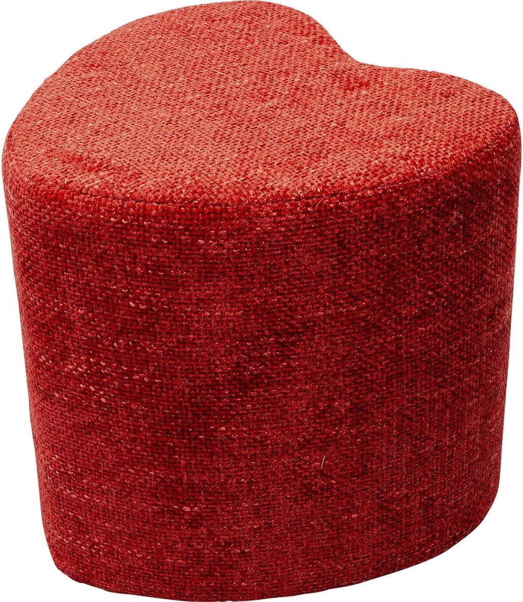Zitkruk Hartvorm - Decoratieve kruk - Extra zitplek - Zachte bekleding - 36 cm hoog - Rood