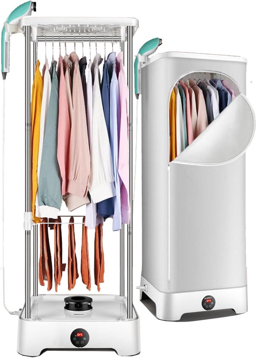Stoomkast Kledingdroger - Stoomstrijkijzer Droger - Kleding Drogen Strijken - Dubbele Laag Capaciteit - 530x530x325mm - Multicolor