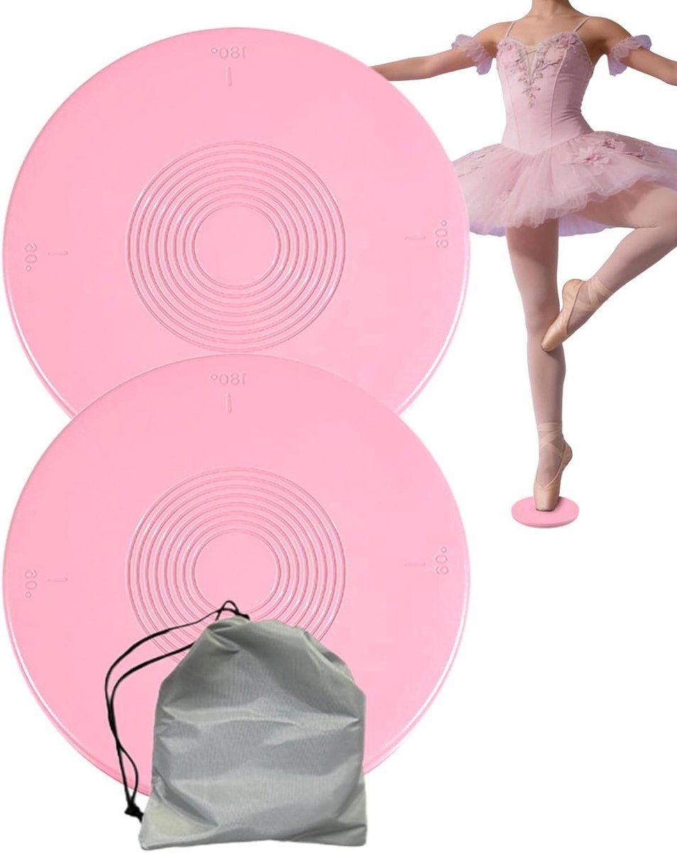 Draaischijven voor Dansers - Spinner Schijf Trainingsapparatuur - Balans Verbeteren - Antislip Rubberen Onderkant - 20.5 x 20.5 cm - Roze