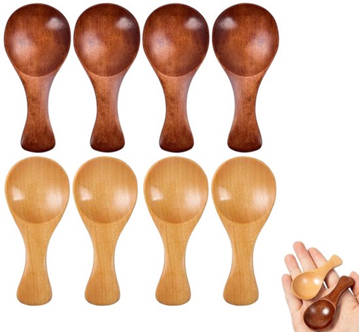 Mini Houten Dessertlepels 8x3,5cm - 1 Set 8 Stuks Multifunctionele Houten Lepels