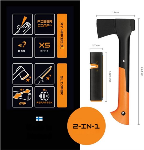 Bijl set, universele bijl: inclusief mes- en transportbescherming, lengte: 35,5 cm, anti-aanbaklaag, X7-XS, 640 g; bijl en messenslijper: keramische slijpkop, Xsharp, 1020183 van Bijl — afbeelding 4