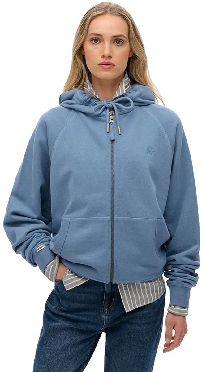 Superdry Studios Relaxed Zip Hoodie Dames Hoodies Blauw