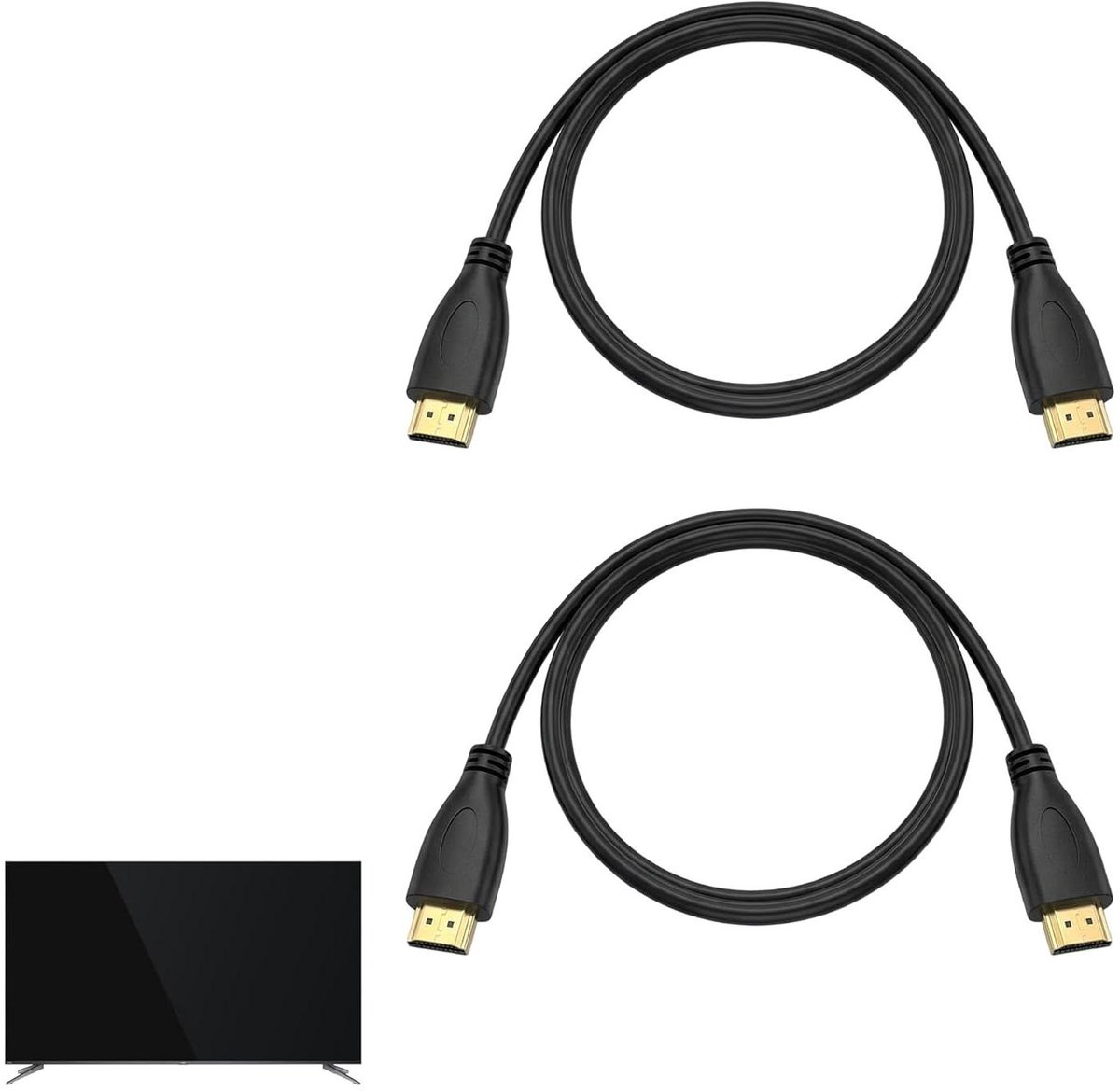 HDMI Kabel Set - Korte HDMI Kabels - 4K Beeldoverdracht - Compact 50cm Lengte - 2 stuks - Zwart