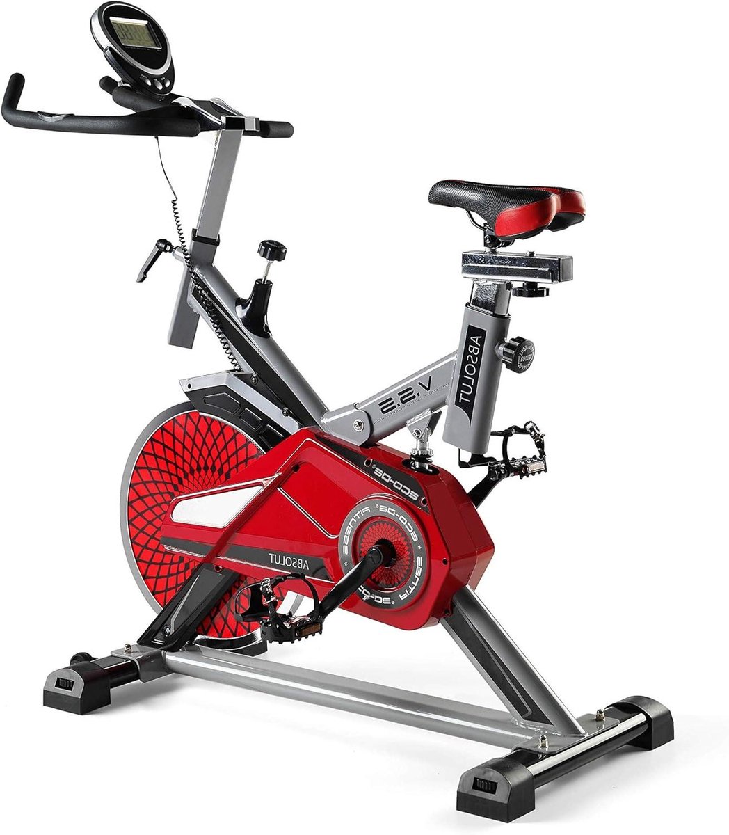 Spinning Fiets - Indoor Hometrainer - Cardiotraining Thuis - Stille Riem Aandrijving - 21 kg Vliegwiel - Blauw Geel
