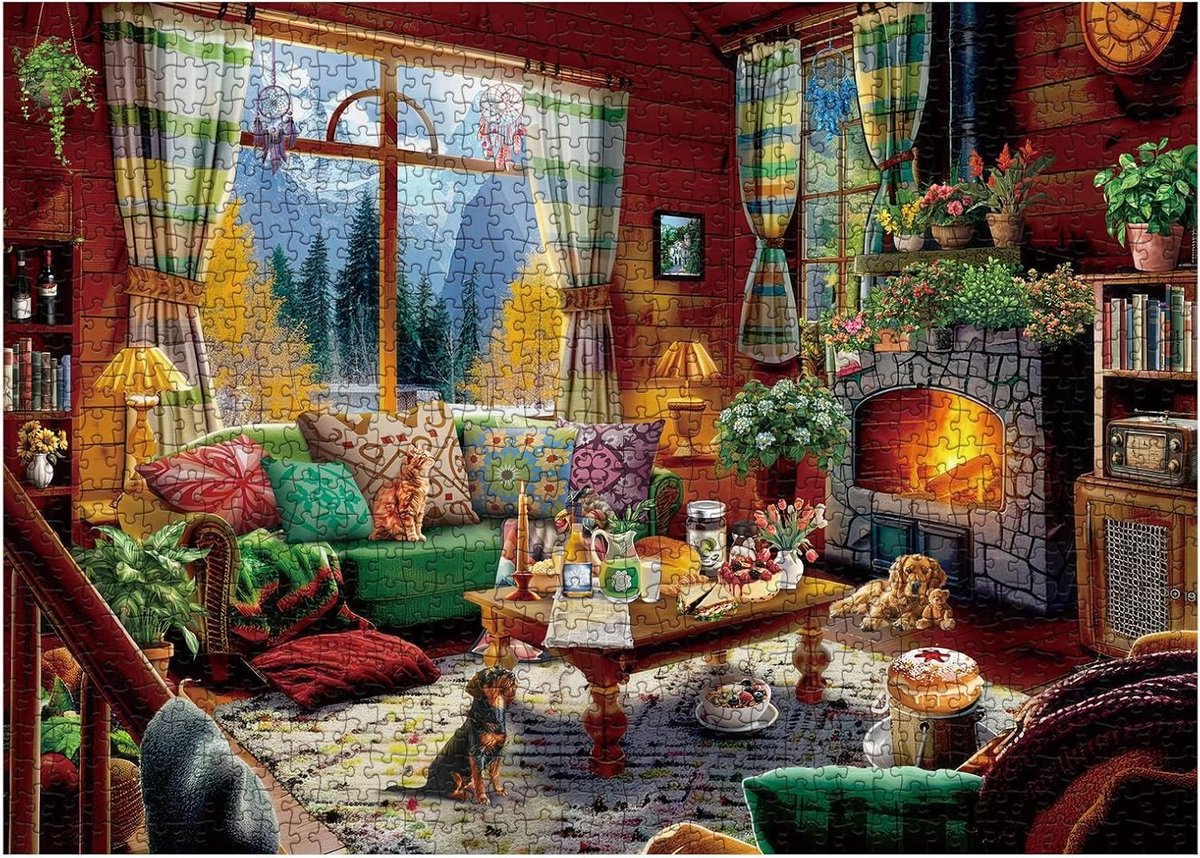 Legpuzzel 1000 stukjes - Wintertafereel - Ontspannen tijdverdrijf - Gedetailleerde prent - 70 x 50 cm - Multicolor