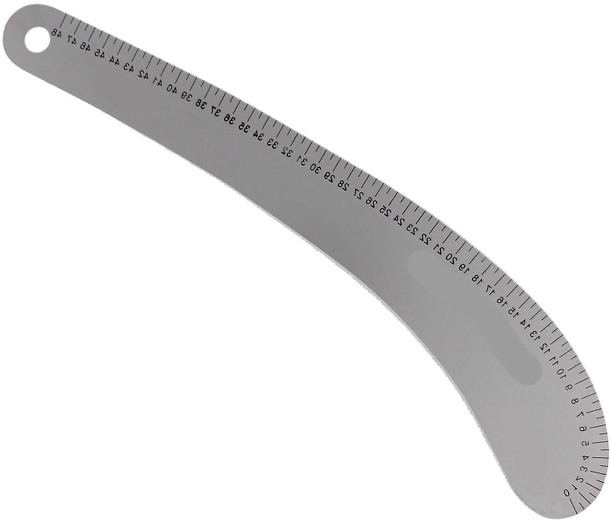 Roestvrij stalen liniaal - Gebogen meetlat - Naaien en modelbouw - Duurzaam en roestvrij - 48 cm - Zilverkleurig