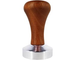 Koffiestamper - Espresso Tamper - Koffie Bereiden - Roestvrijstalen Basis - 51mm - Houtkleur