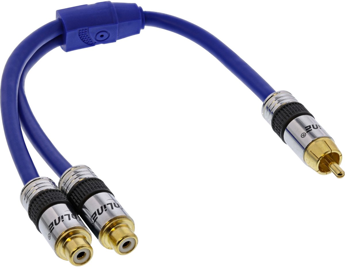 InLine® Tulp Y-kabel, PREMIUM, 1x Tulp M naar 2x Tulp jack, 25cm