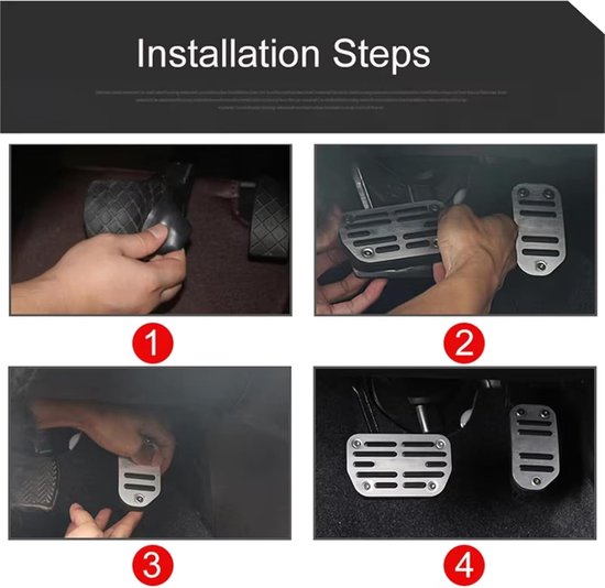 Pedaal Covers - Auto Accessoires - Verbeterde Controle - Aluminium Constructie - 1 x 1 x 1 cm - Zilver — afbeelding 5