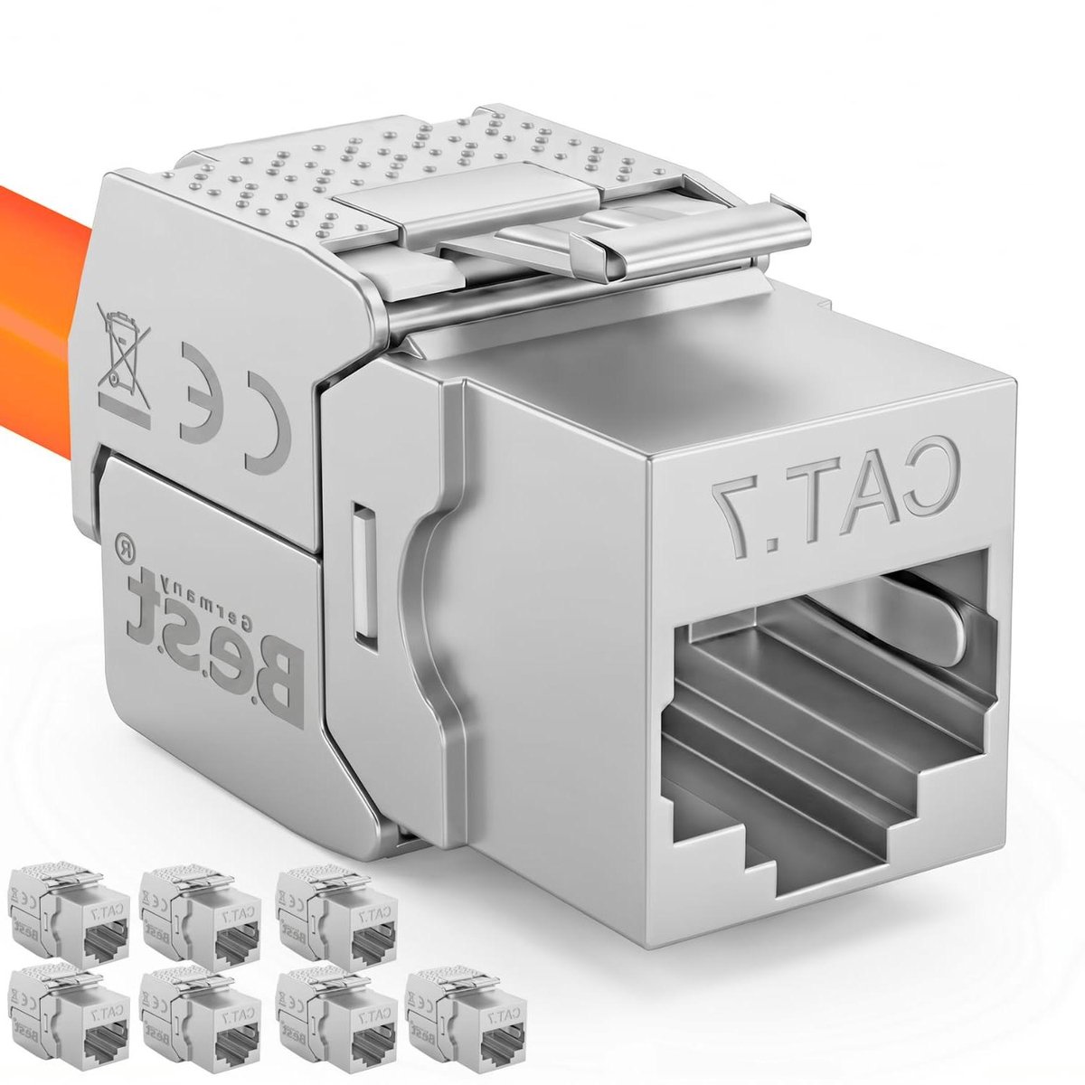 Netwerkmodule RJ45 - Keystone aansluiting - Ultrasnelle data - Gereedschapsloze montage - 8 stuks - Metaal