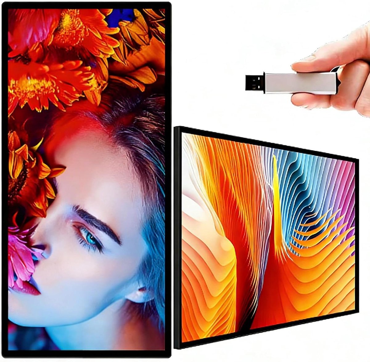 Digitale display - Reclamescherm LCD - Informatie Tonen - Slim splitscherm - 32 inch - Zwart